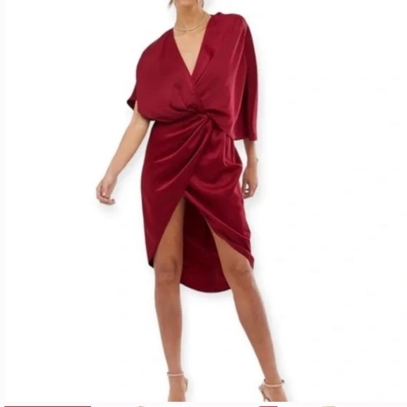 if by sea Dresses & Skirts - IF BY SEA Grecian Kimono Sleeve Midi Dress in Burgundy Maroon Bordeaux Small S